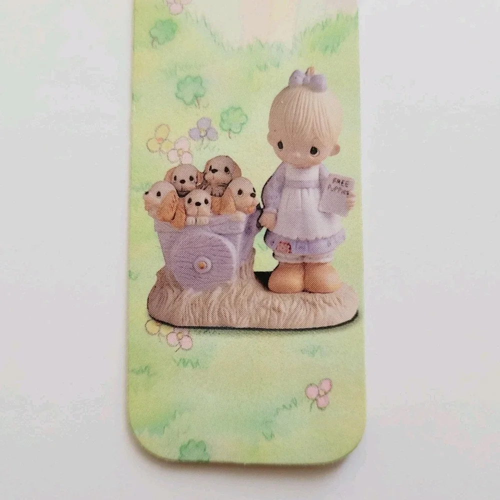 Vintage 90s Precious Moments Bookmark Girl Dogs Cottagecore, 1998 Enesco PCC477A
